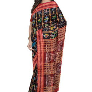 Red Black Nabakothi Odisha Ikat Khandua Silk Saree