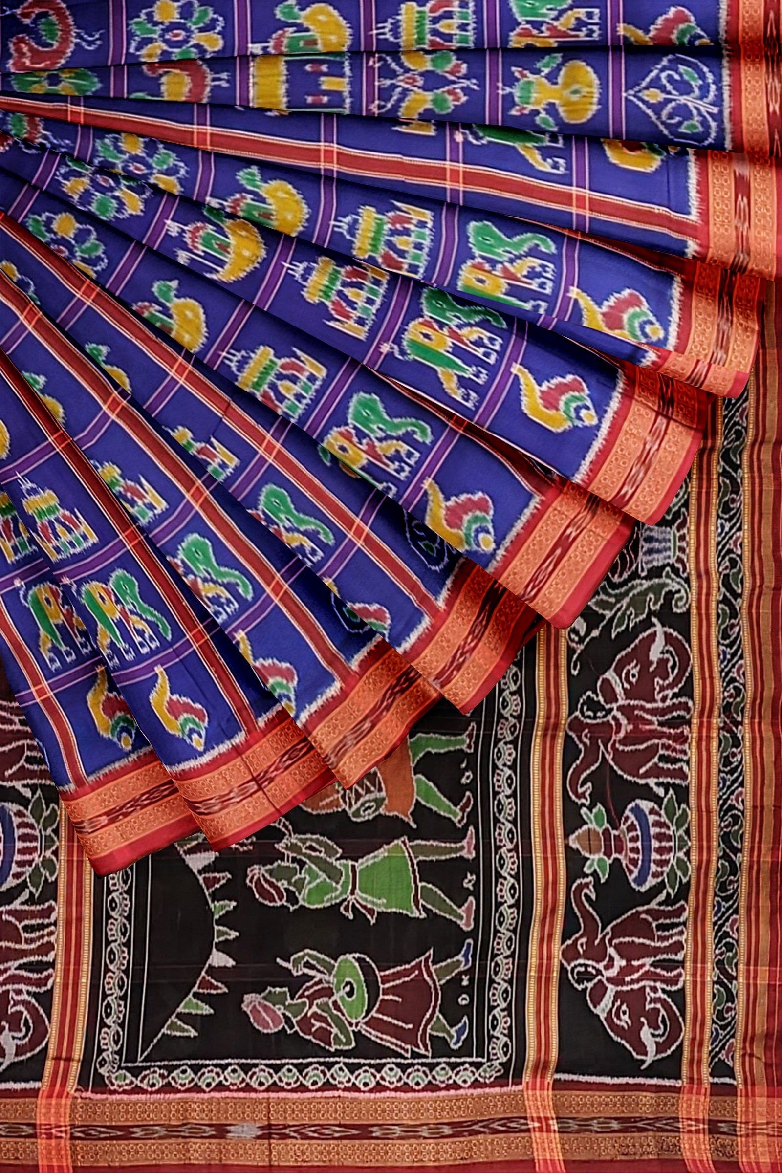 Blue Nabakothi Odisha Ikat Khandua Silk Saree