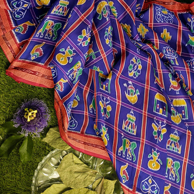 Blue Nabakothi Odisha Ikat Khandua Silk Saree