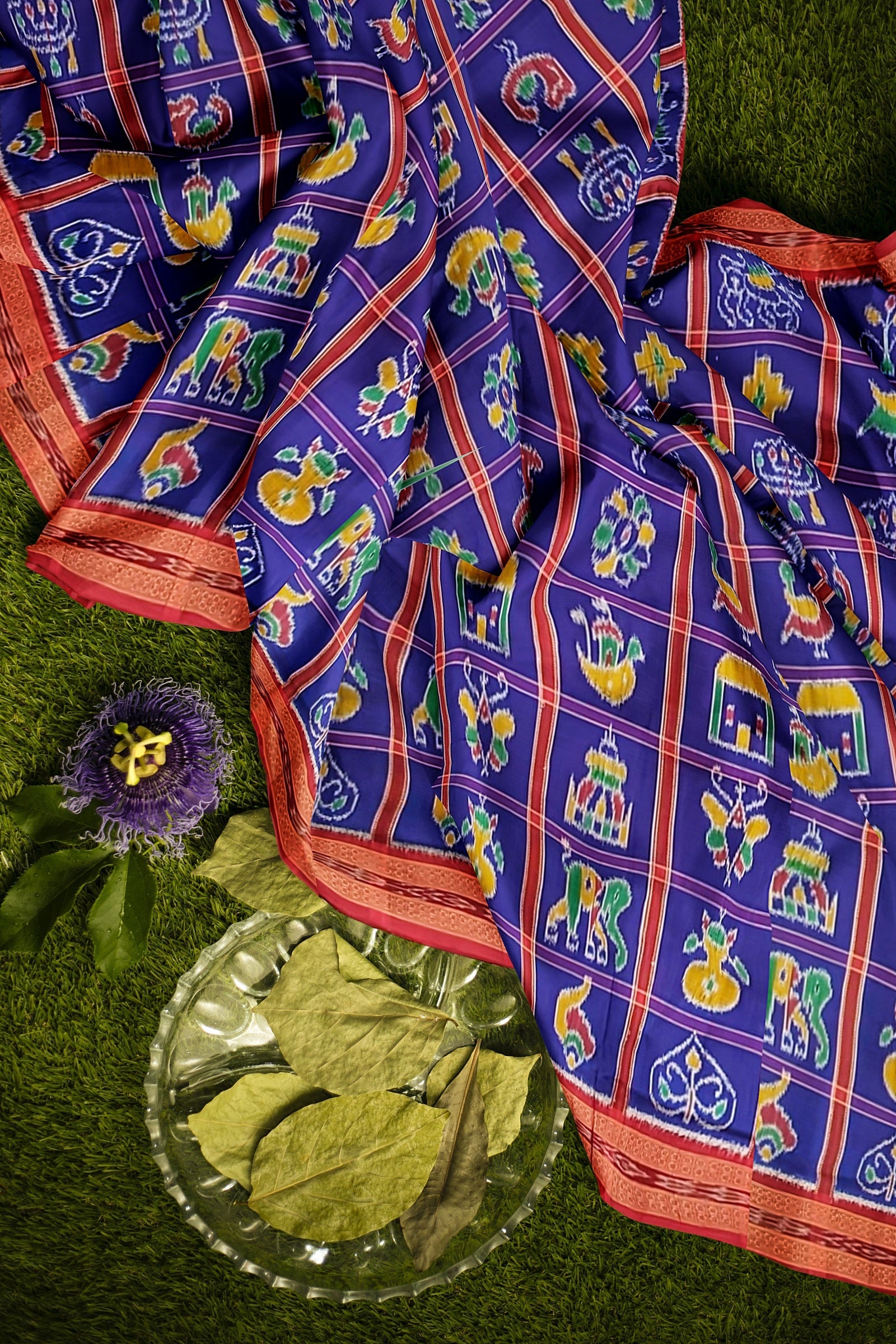 Blue Nabakothi Odisha Ikat Khandua Silk Saree