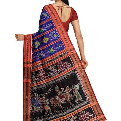 Blue Nabakothi Odisha Ikat Khandua Silk Saree