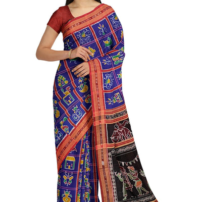 Blue Nabakothi Odisha Ikat Khandua Silk Saree