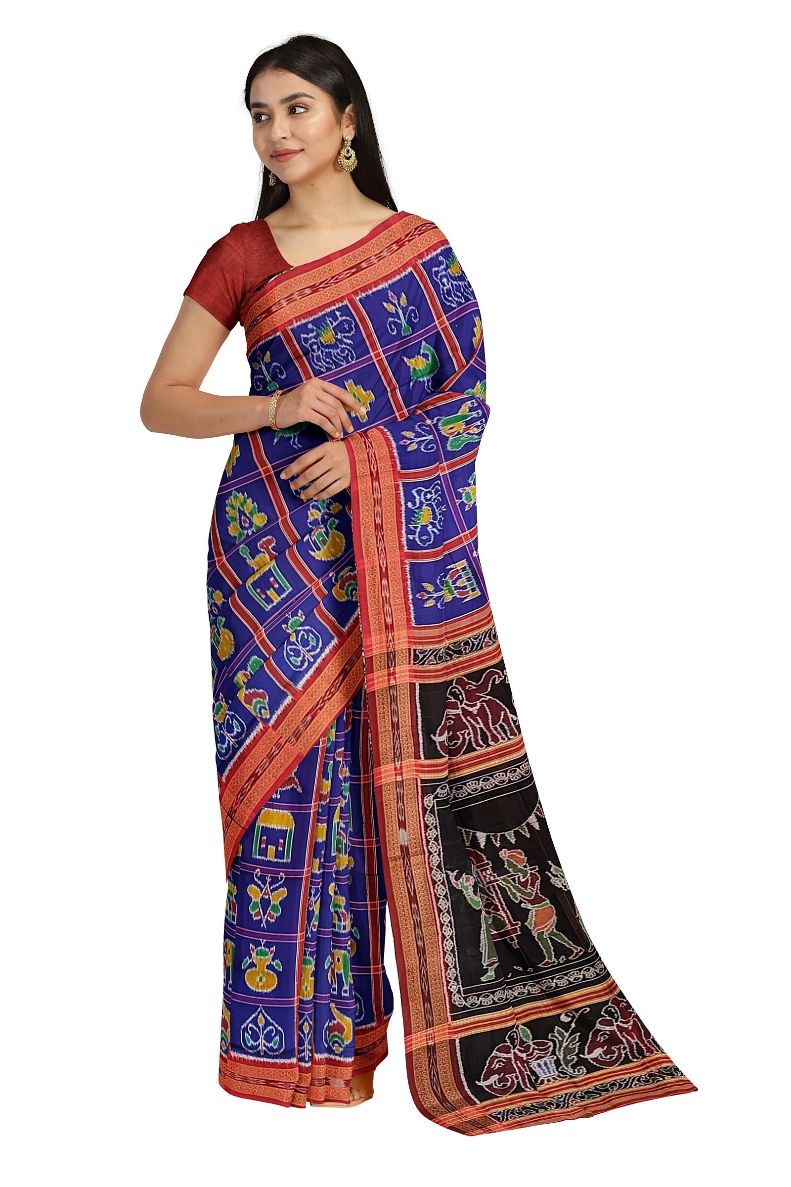 Blue Nabakothi Odisha Ikat Khandua Silk Saree