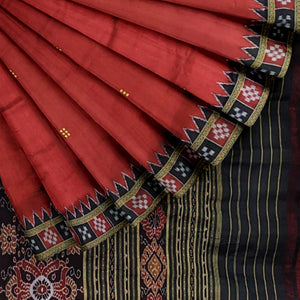 Red Single Border Pasapali Khandua Pata Silk Saree