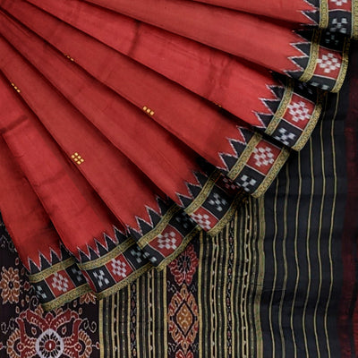 Red Single Border Pasapali Khandua Pata Silk Saree