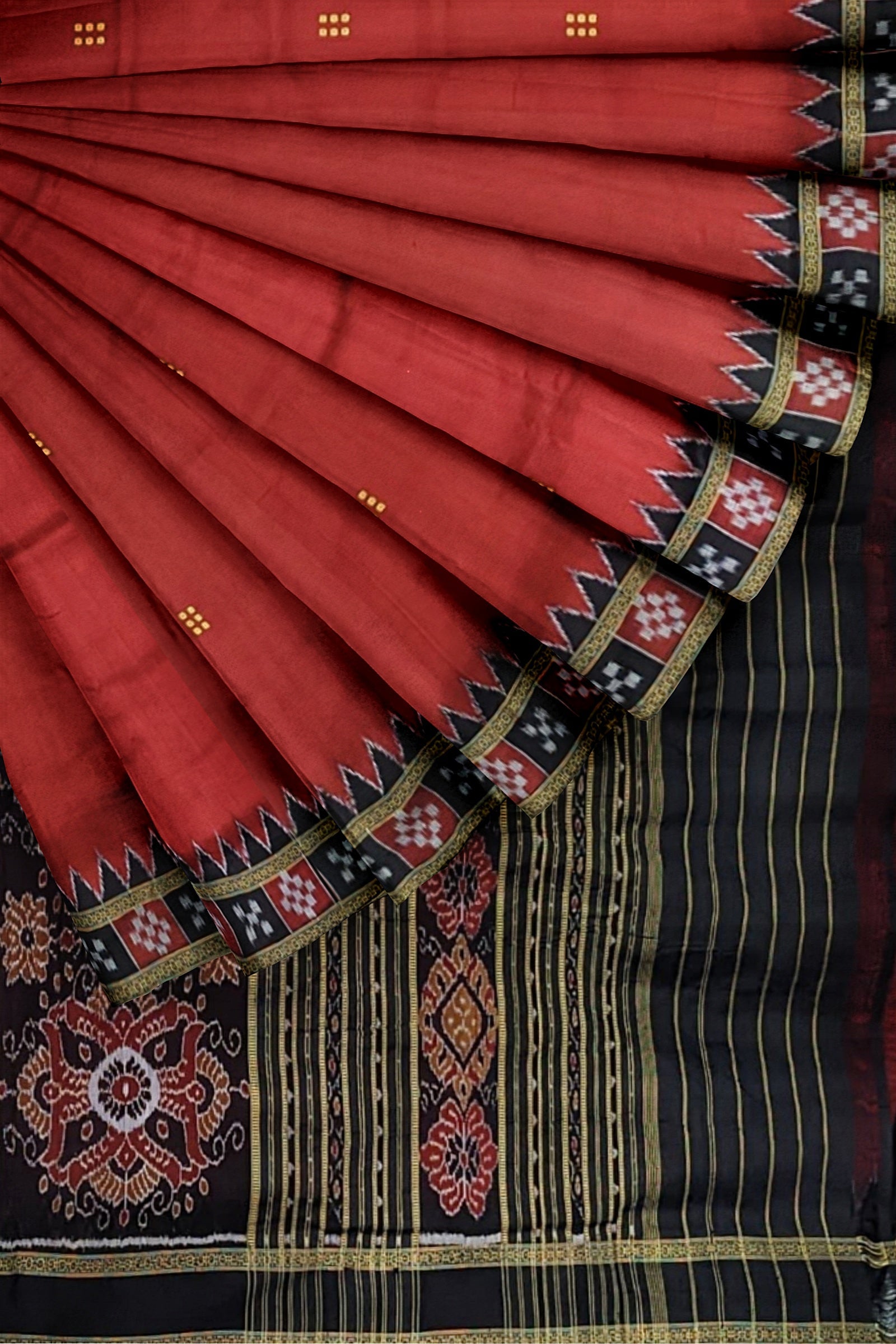 Red Single Border Pasapali Khandua Pata Silk Saree