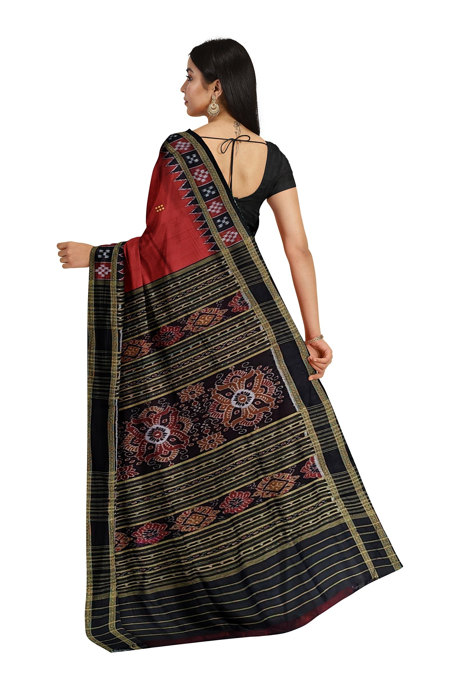 Red Single Border Pasapali Khandua Pata Silk Saree