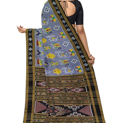 Ash Grey Nabakothi Nabarangi Khandua Silk Saree with Pasapali Anchal