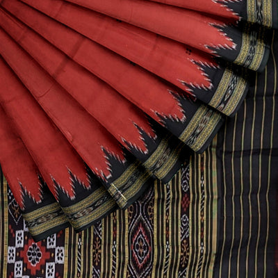 Red Phoda Kumbha Design Odisha Ikat Khandua Silk Saree