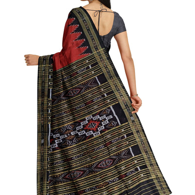 Red Phoda Kumbha Design Odisha Ikat Khandua Silk Saree