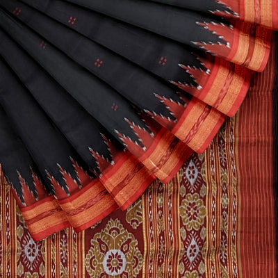 Black Butta design Odisha Ikat Khandua Silk Saree