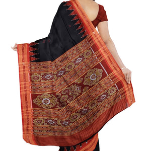Black Butta design Odisha Ikat Khandua Silk Saree