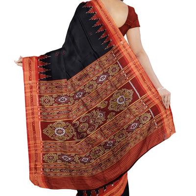 Black Butta design Odisha Ikat Khandua Silk Saree