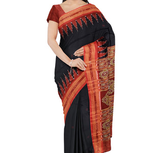 Black Butta design Odisha Ikat Khandua Silk Saree