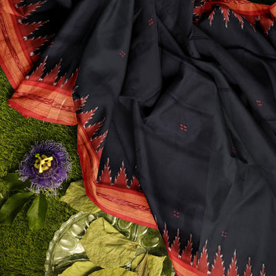 Black Butta design Odisha Ikat Khandua Silk Saree