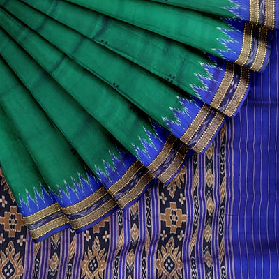 Deep Green Butta Design Odisha Ikat Khandua Silk Saree(Pre-Order)