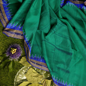 Deep Green Butta Design Odisha Ikat Khandua Silk Saree(Pre-Order)