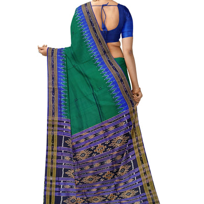 Deep Green Butta Design Odisha Ikat Khandua Silk Saree(Pre-Order)