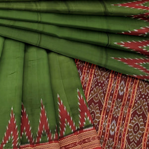 Green Butta Design Odisha Ikat Khandua Silk Saree