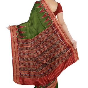 Green Butta Design Odisha Ikat Khandua Silk Saree