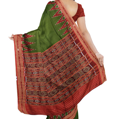 Green Butta Design Odisha Ikat Khandua Silk Saree