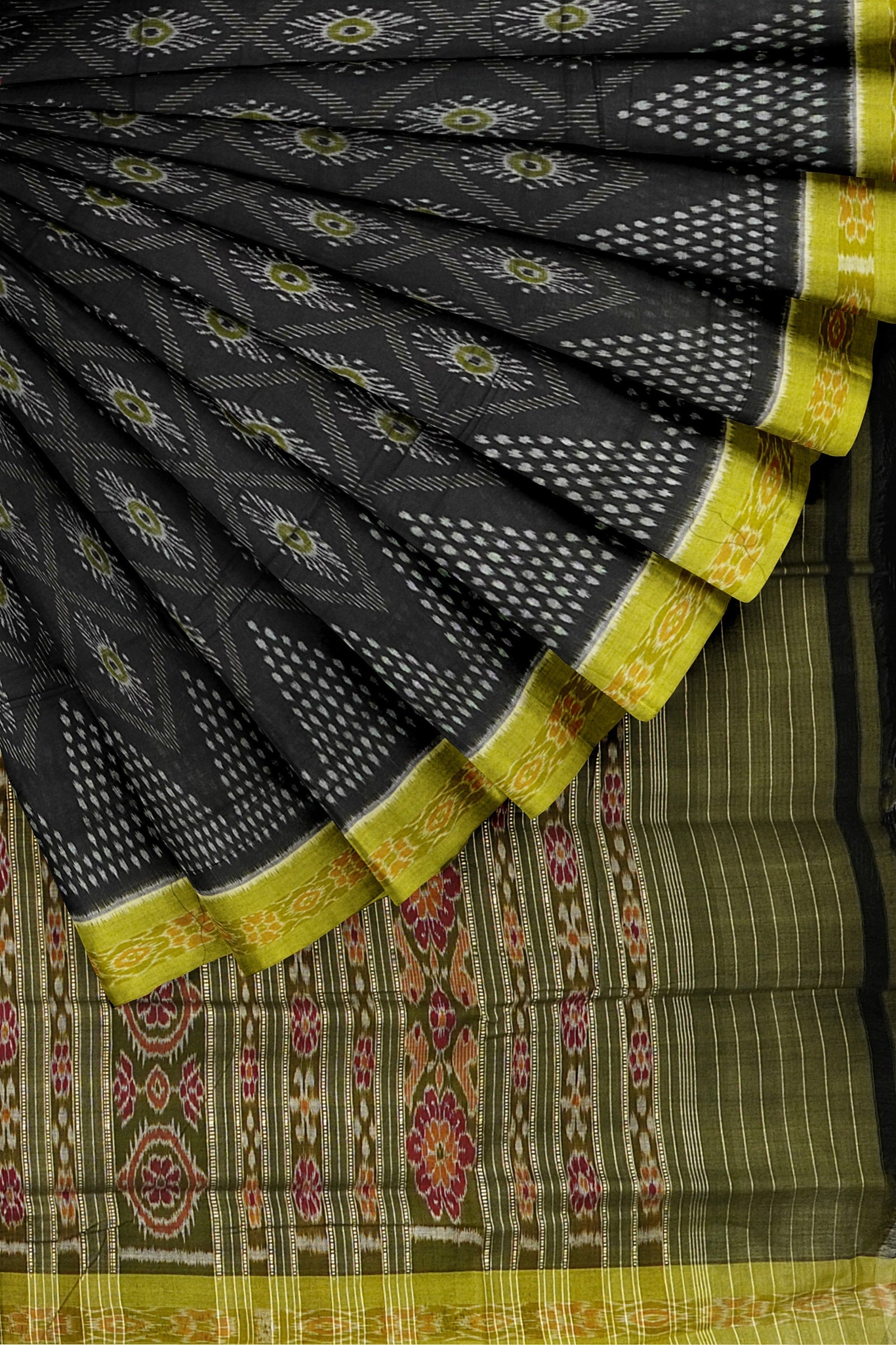 Black Green Nabarangi Sambalpuri Cotton Saree