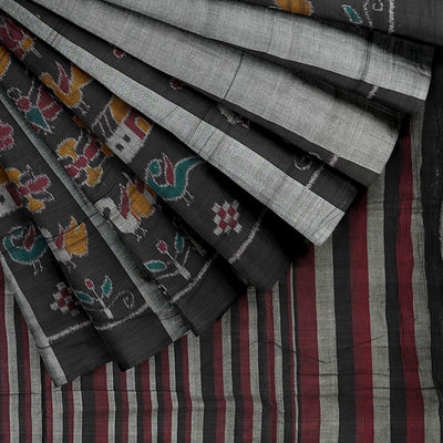 Black Grey Nabarangi Sambalpuri Cotton Saree