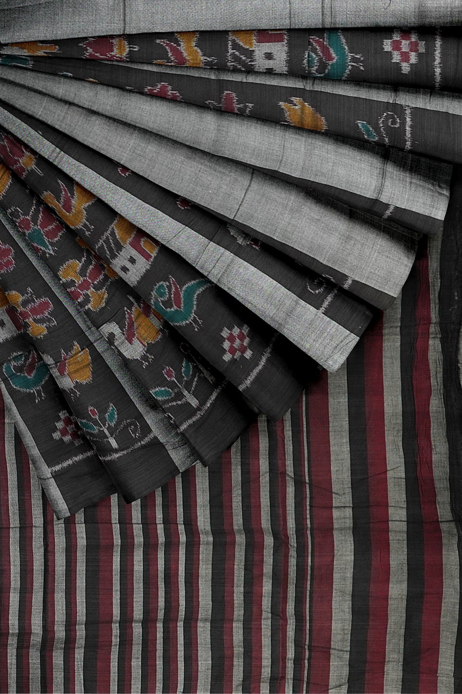 Black Grey Nabarangi Sambalpuri Cotton Saree