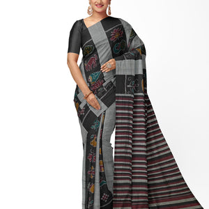 Black Grey Nabarangi Sambalpuri Cotton Saree