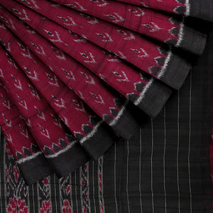 Maroon Maniabandha Mayur Chandrika Design Cotton Saree