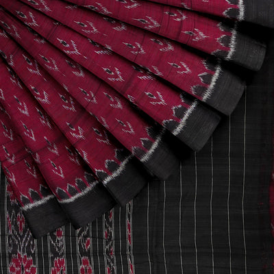 Maroon Maniabandha Mayur Chandrika Design Cotton Saree