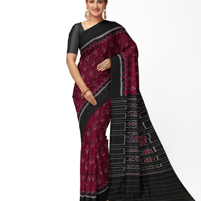 Maroon Maniabandha Mayur Chandrika Design Cotton Saree