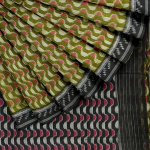 Green Multi Color Pure Sambalpuri Ikat Cotton Saree
