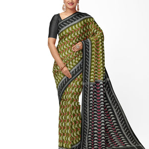 Green Multi Color Pure Sambalpuri Ikat Cotton Saree