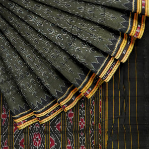 Bottle Green Maniabandha Cotton Tribal Saree