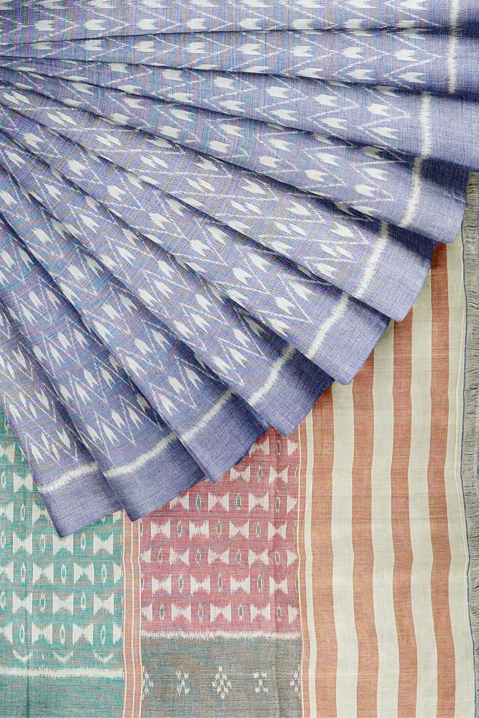 Blue Grey Odisha Sambalpuri Ikat Cotton Saree