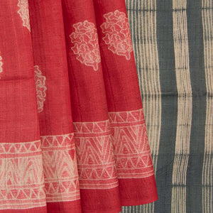 Pink Shibori Hand Printed Tussar Silk Saree With Floral Motifs