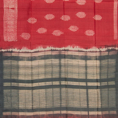 Pink Shibori Hand Printed Tussar Silk Saree With Floral Motifs