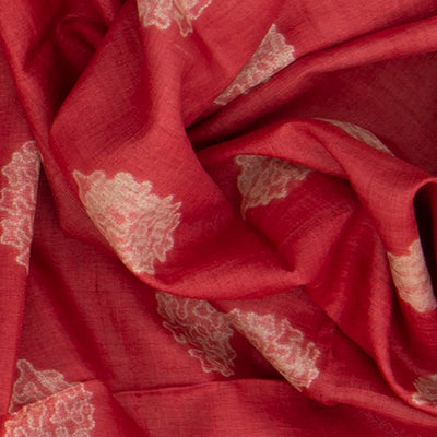 Pink Shibori Hand Printed Tussar Silk Saree With Floral Motifs