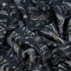 Green Muga Tussar Silk Saree With Block Print