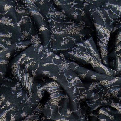 Green Muga Tussar Silk Saree With Block Print