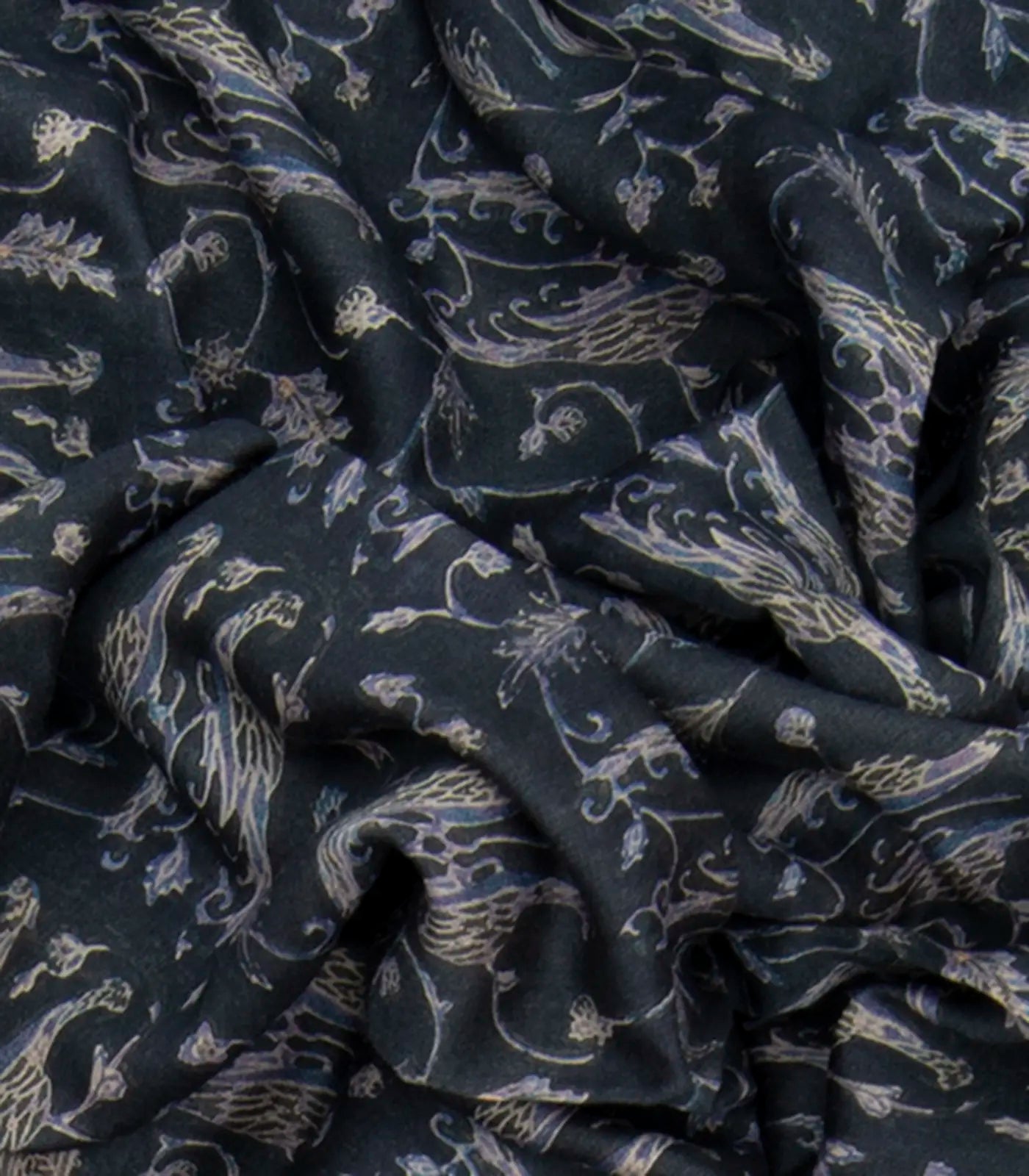 Green Muga Tussar Silk Saree With Block Print