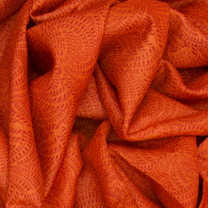 Orange Tussar Silk Saree With Block Print