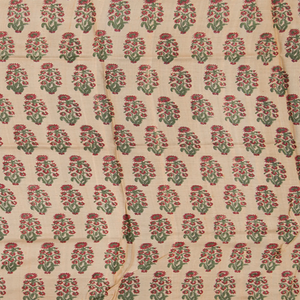 Orange Tussar Silk Saree With Block Print