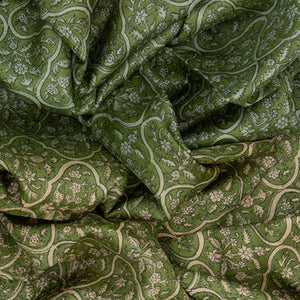 Green Tussar Silk Saree With Hand Block Print