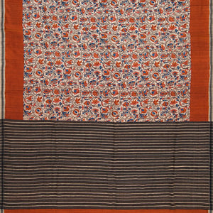 Cream Handwoven Tussar Silk Saree With Print