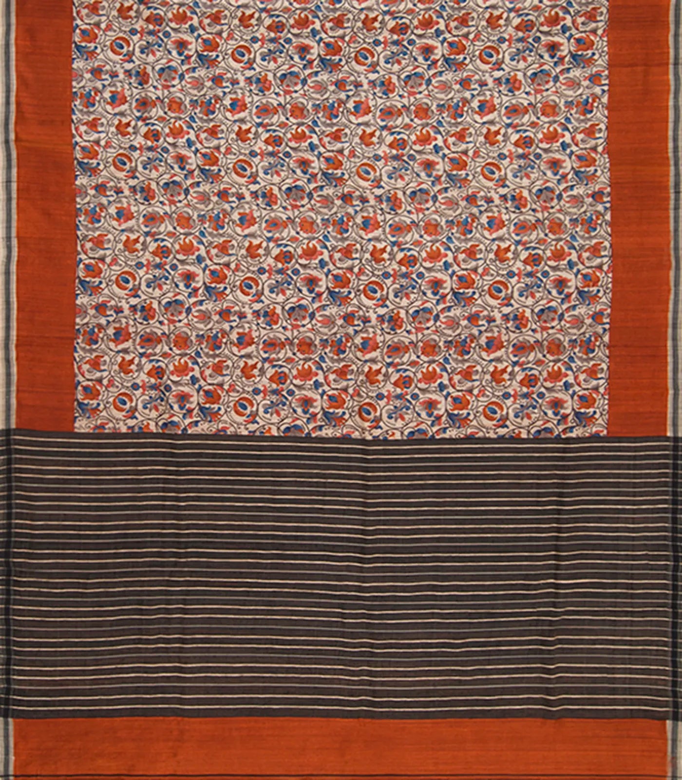 Cream Handwoven Tussar Silk Saree With Print