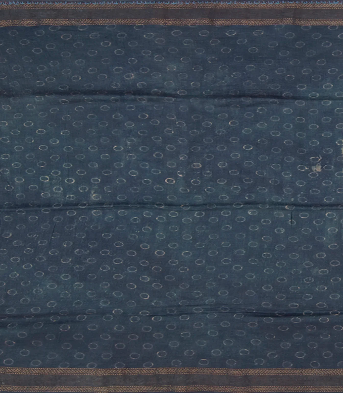 Grey Handwoven Tussar Silk Saree with Ajrak Hand Print