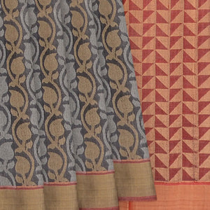 Grey Handwoven Tussar Silk Saree