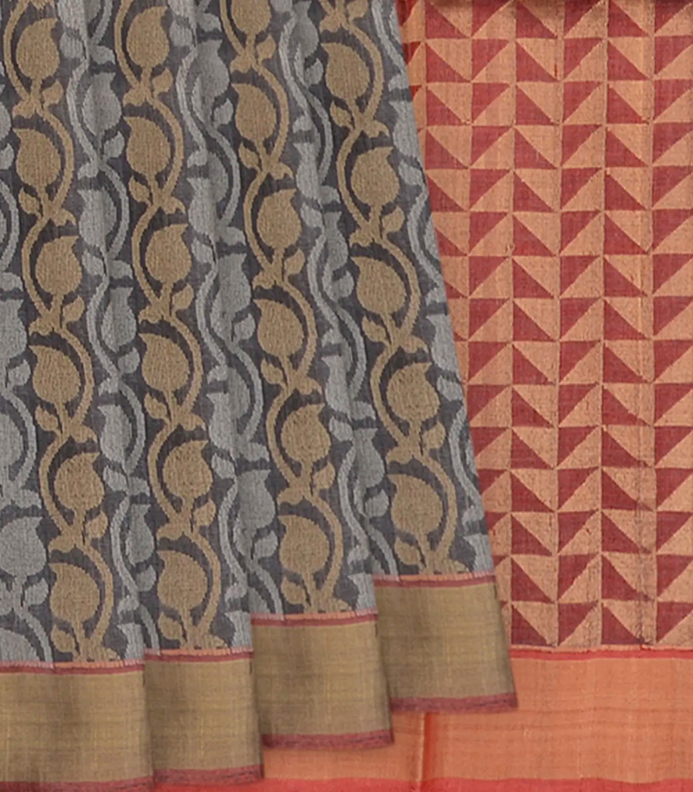 Grey Handwoven Tussar Silk Saree